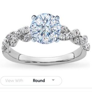 Elegant 14kt White Gold Ring with Twisted Diamonds (Setting Only)